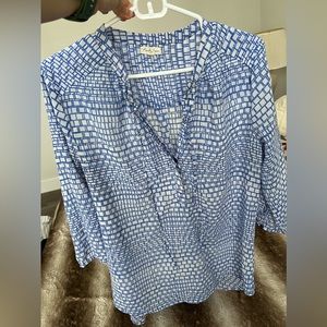 Large blue and white blouse